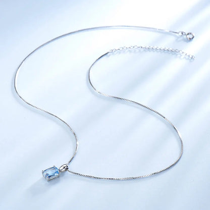 Blue Topaz Pendant Necklace - 925 Sterling Silver