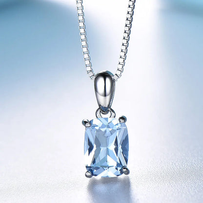 Blue Topaz Pendant Necklace - 925 Sterling Silver