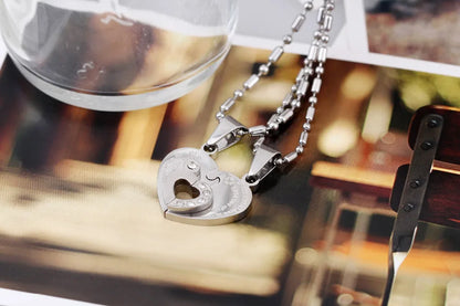 Couple Half Heart Necklace Set - 316L Stainless Steel