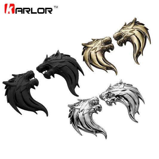 Wolf 3D Metal Car Emblem - 7.5x5cm Stainless Steel Badge Sticker
