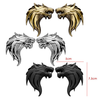 Wolf 3D Metal Car Emblem - 7.5x5cm Stainless Steel Badge Sticker