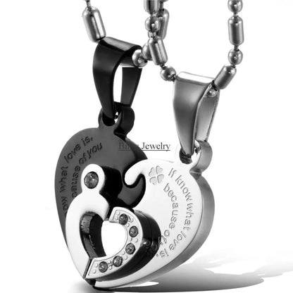 Couple Half Heart Necklace Set - 316L Stainless Steel