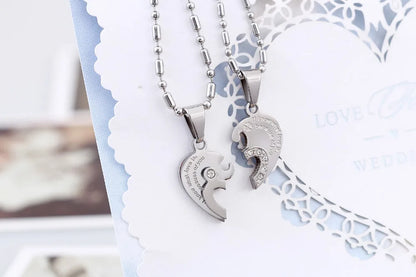 Couple Half Heart Necklace Set - 316L Stainless Steel