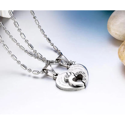 Couple Half Heart Necklace Set - 316L Stainless Steel