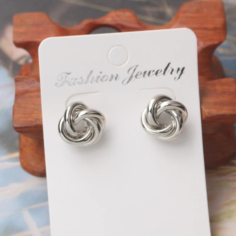 925 Sterling Silver Stud Earrings - Twist Knot Design