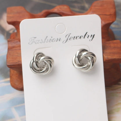 925 Sterling Silver Stud Earrings - Twist Knot Design