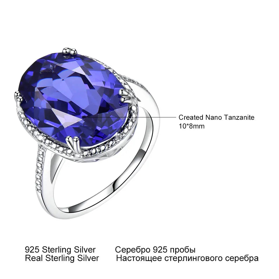 925 Sterling Silver Tanzanite Gemstone Engagement Ring
