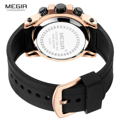 MEGIR MN2143G Men’s Chronograph Quartz Watch with Silicone Strap