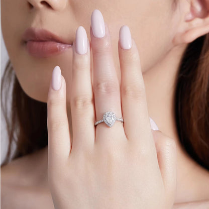 Moissanite Wedding Ring - 925 Sterling Silver, Rhodium Plated