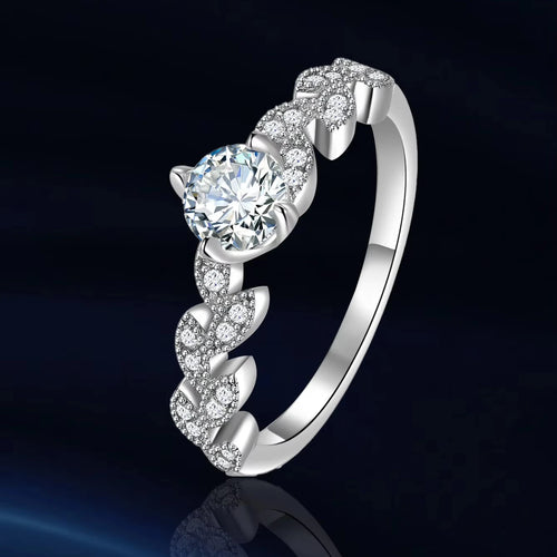 Luxury Moissanite Ring - 925 Sterling Silver, Rhodium Plated