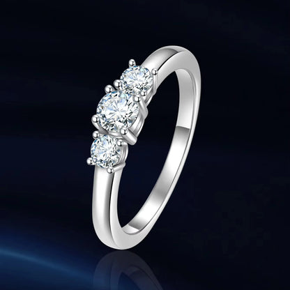 Moissanite Ladies Ring - 925 Sterling Silver, Rhodium Plated