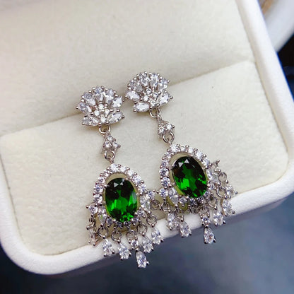 Natural Diopside Earrings - 925 Silver Valentine's Day Jewelry