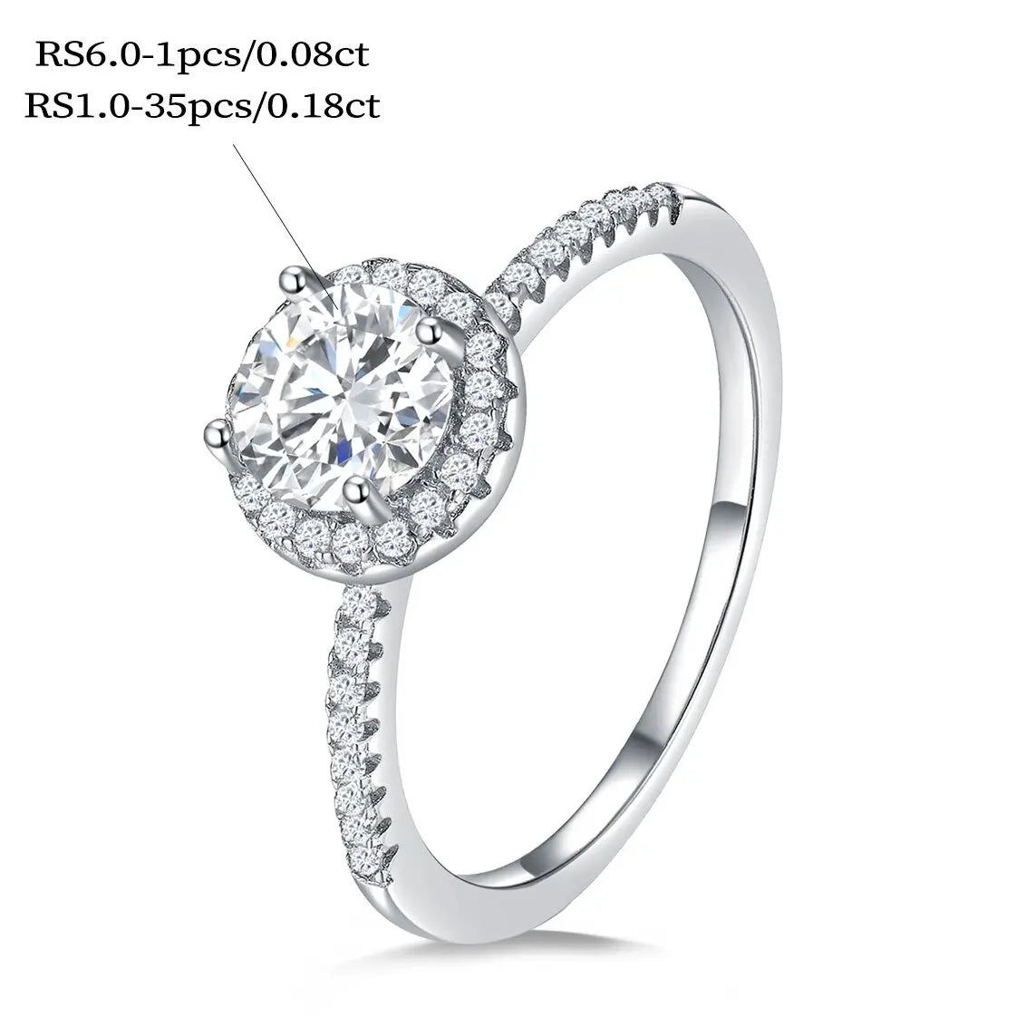 Moissanite Ring - 925 Sterling Silver
