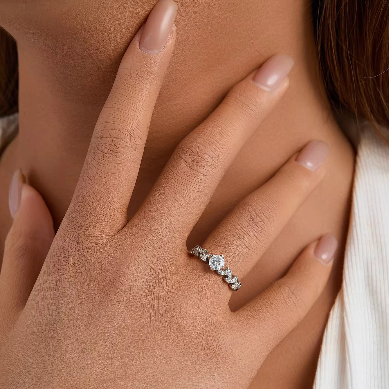 Luxury Moissanite Ring - 925 Sterling Silver, Rhodium Plated