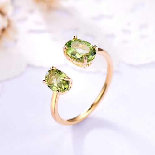 Natural Peridot Ring - 925 Sterling Silver