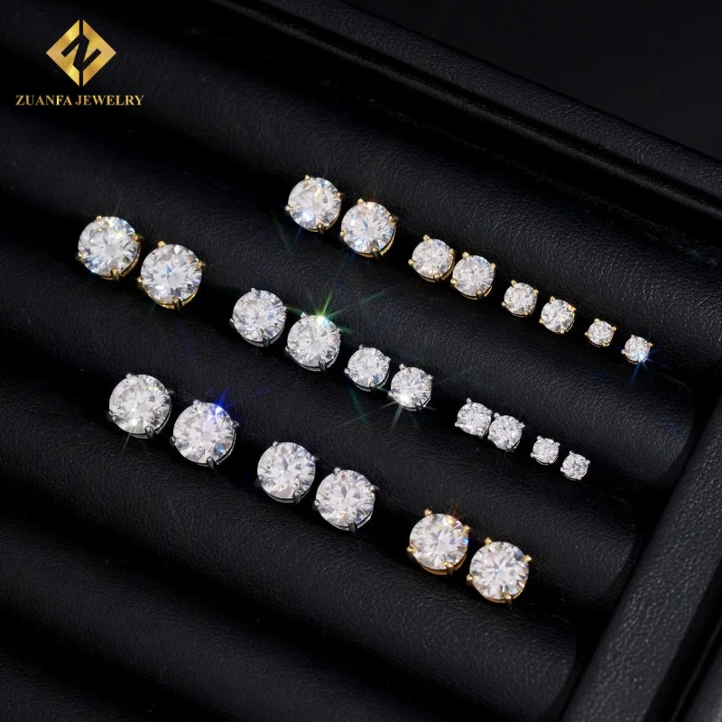 Moissanite Cluster Stud Earrings - 925 Sterling Silver