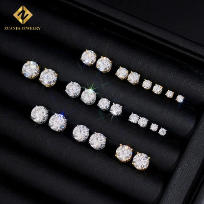 Moissanite Cluster Stud Earrings - 925 Sterling Silver