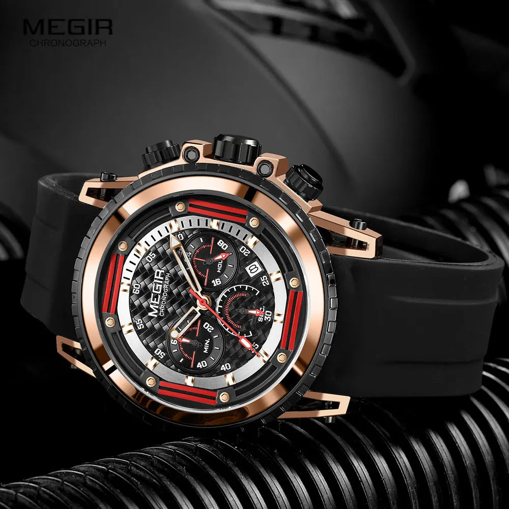 MEGIR MN2143G Men’s Chronograph Quartz Watch with Silicone Strap