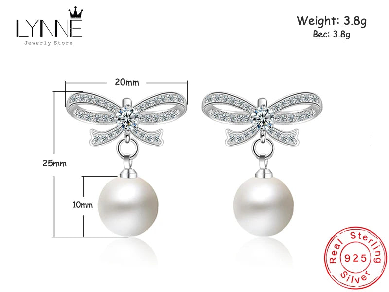 Pearl Bow Drop Earrings
