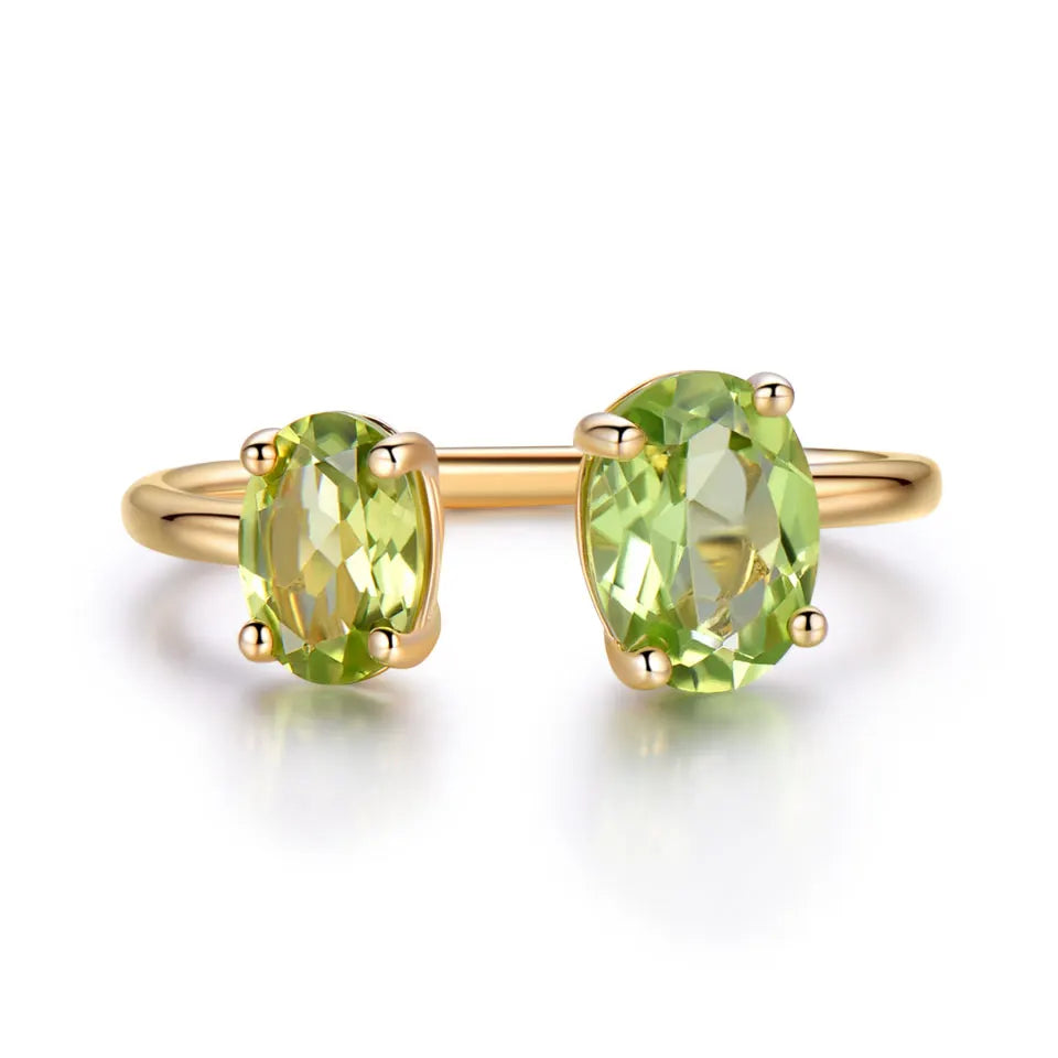 Natural Peridot Ring - 925 Sterling Silver