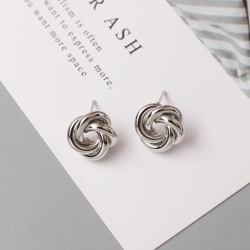 925 Sterling Silver Stud Earrings - Twist Knot Design