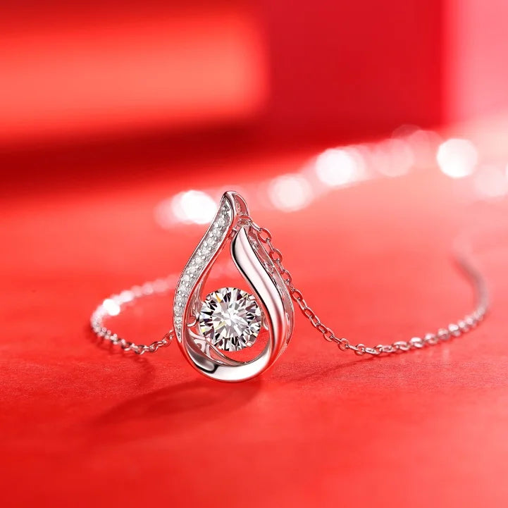 Moissanite Heart Necklace - S925 Silver Valentine's Day Gift