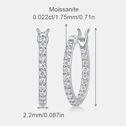 Moissanite Hoop Earrings - 925 Sterling Silver, D Color VVS1