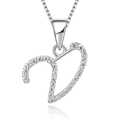 925 Sterling Silver Moissanite Initial Letter M Pendant Necklace