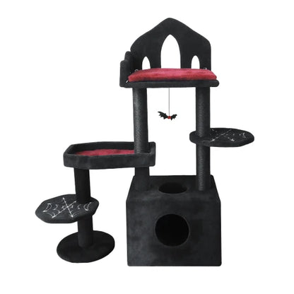 Gothic Cat Tower - Coffin Bed, Scratching Posts, 4 Levels