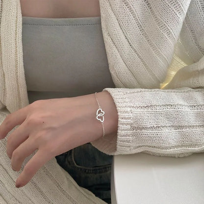 Double Heart Bracelet - Silver Plated Alloy