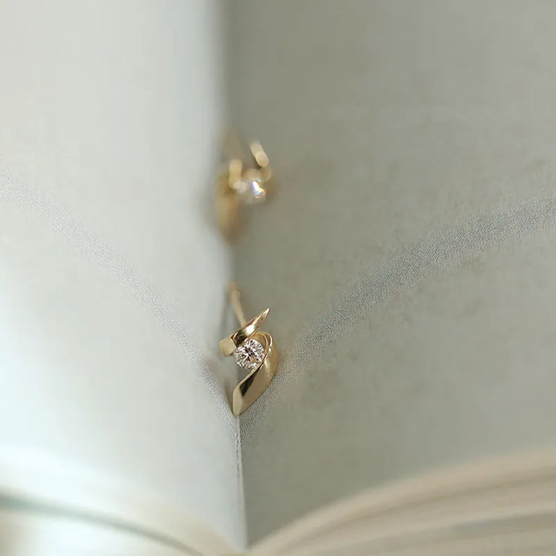 925 Sterling Silver Earrings - 14K Gold Plated with Zircon