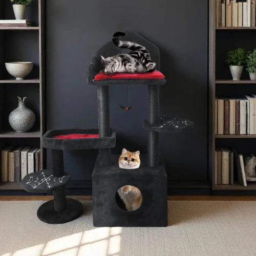 Gothic Cat Tower - Coffin Bed, Scratching Posts, 4 Levels