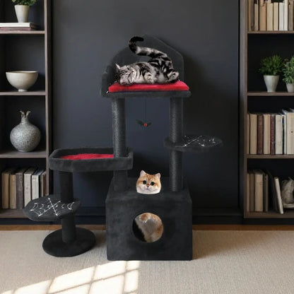 Gothic Cat Tower - Coffin Bed, Scratching Posts, 4 Levels