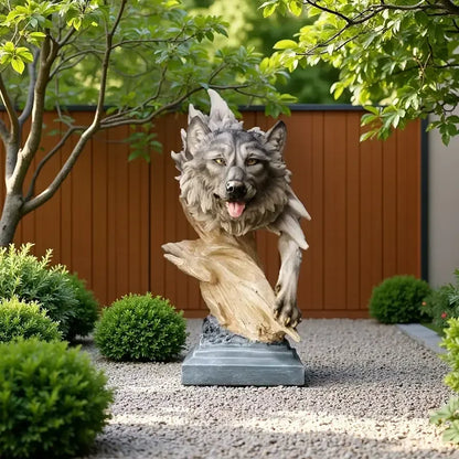 Wolf Head Resin Sculpture - Hand-Painted Wall Mount