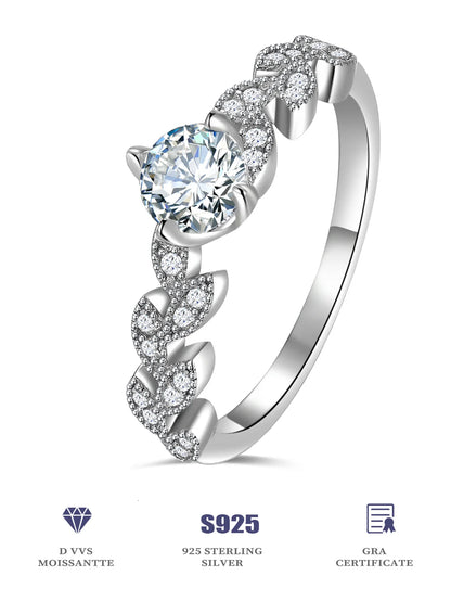 Luxury Moissanite Ring - 925 Sterling Silver, Rhodium Plated