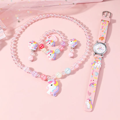 Unicorn Children's Watch & Jewelry Set - Pink