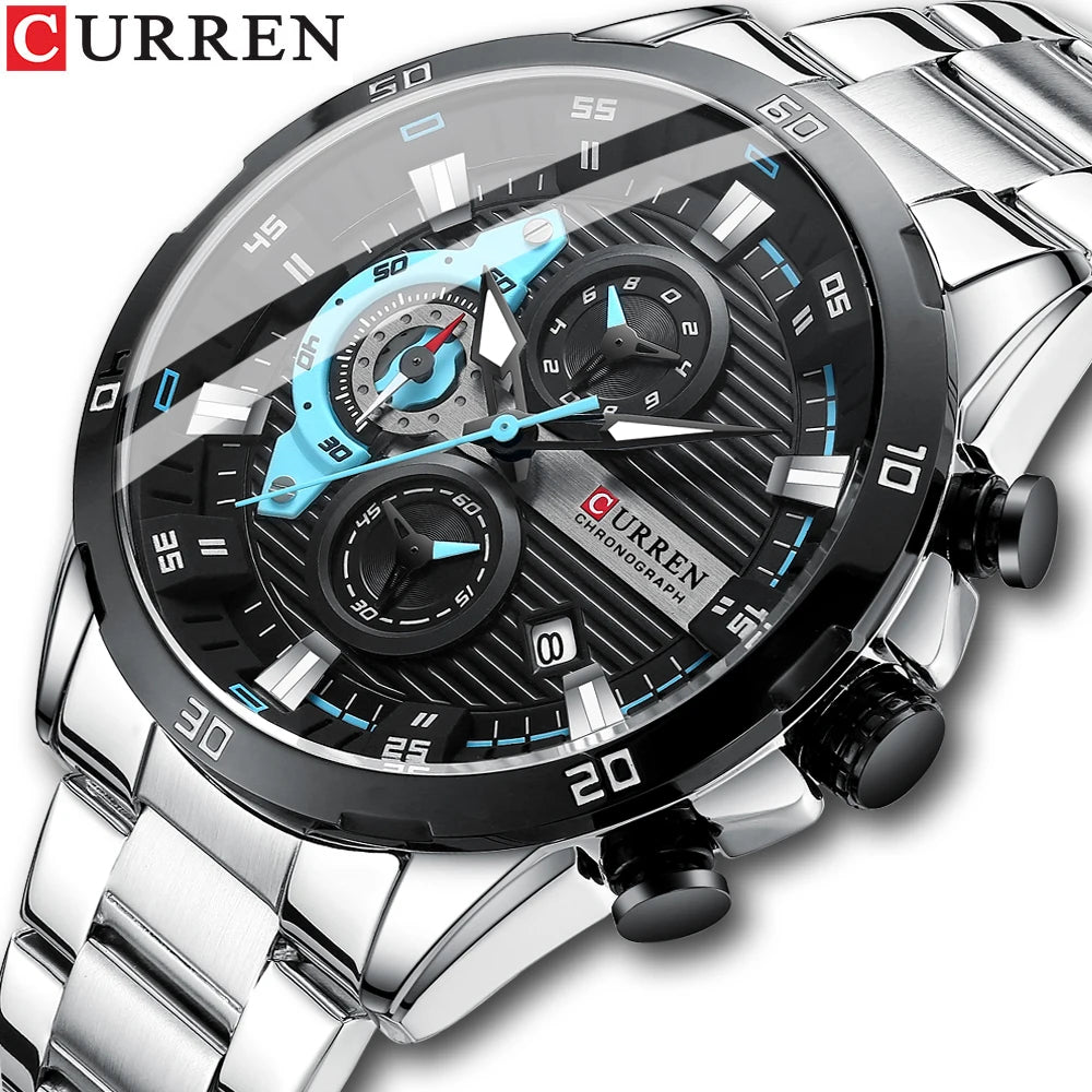 CURREN Men’s Stainless Steel Quartz Chronograph Watch, Model 8402