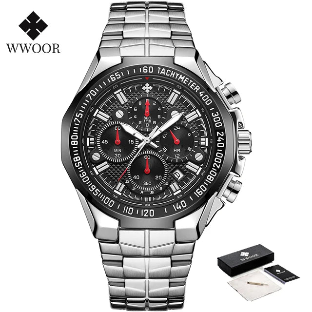WWOOR Men’s Stainless Steel Quartz Chronograph Watch, Model 8868