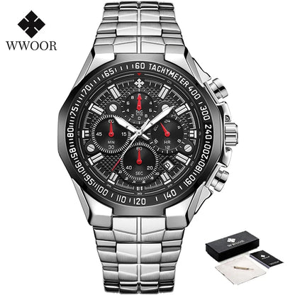 WWOOR Men’s Stainless Steel Quartz Chronograph Watch, Model 8868