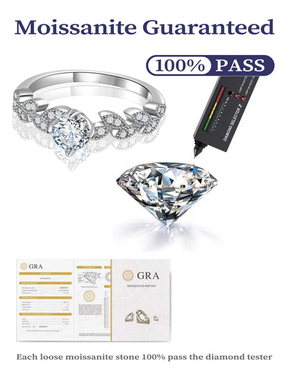 Luxury Moissanite Ring - 925 Sterling Silver, Rhodium Plated