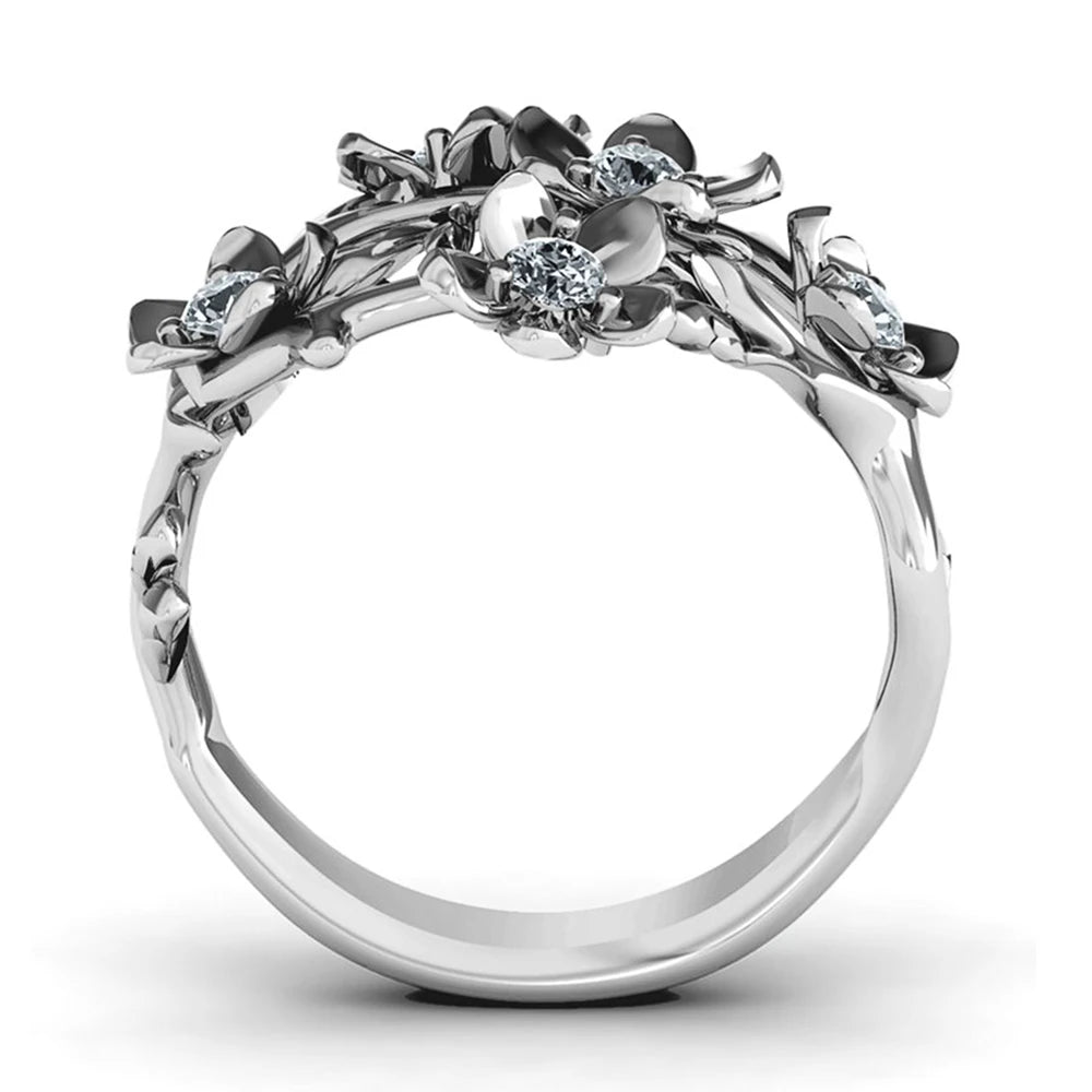 Huitan Flower Cubic Zirconia Statement Ring for Women