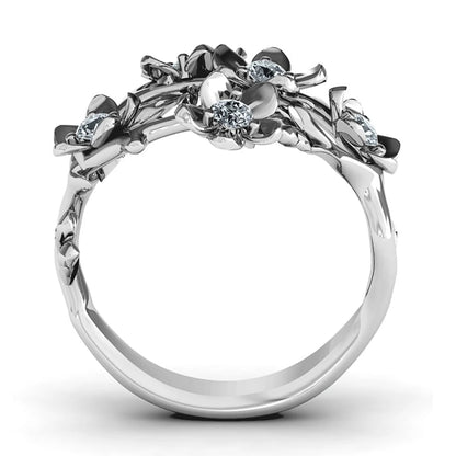 Huitan Flower Cubic Zirconia Statement Ring for Women