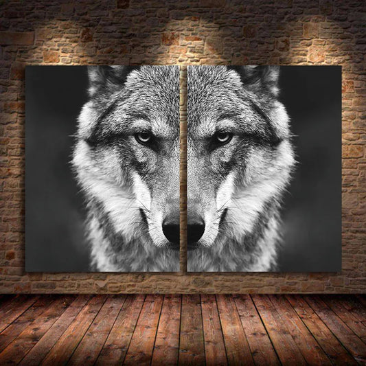 Wolf Head Canvas Wall Art - Waterproof Unframed Nordic Poster
