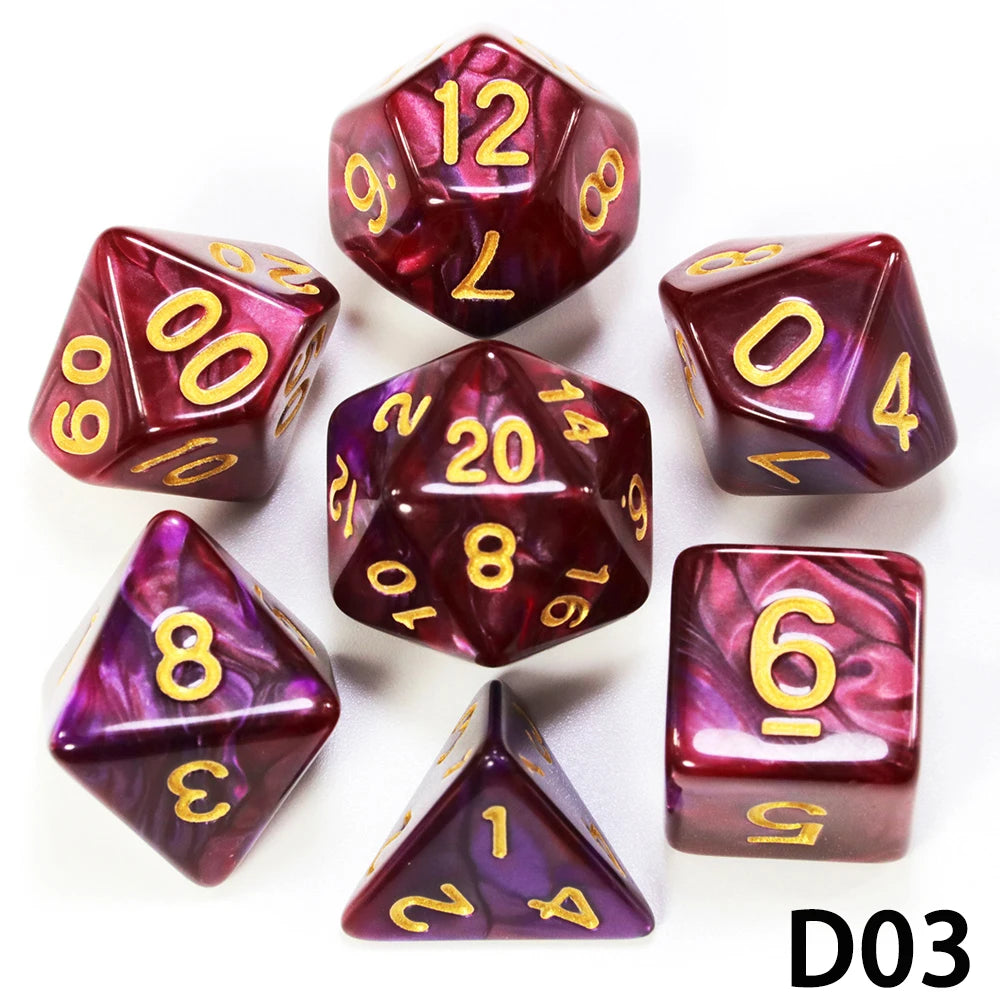 7-Piece Acrylic Polyhedral Dice Set for D&D and RPG Games