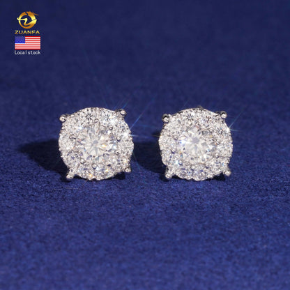 VVS1 Moissanite Stud Earrings - 925 Sterling Silver