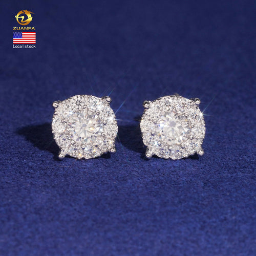 VVS1 Moissanite Stud Earrings - 925 Sterling Silver