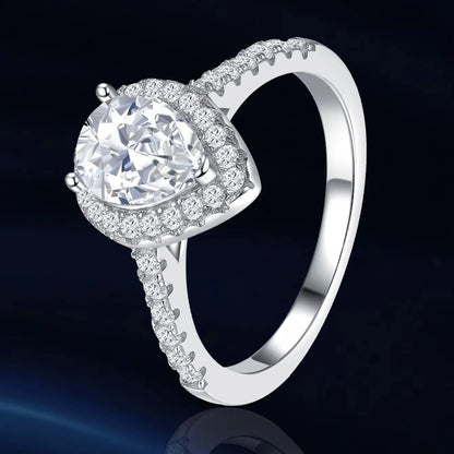 Moissanite Wedding Ring - 925 Sterling Silver, Rhodium Plated