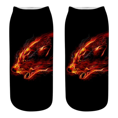 Wild Wolf Series Unisex Sox Women's Funny Cartoon Animal Cute 3D Print Ankle Socks Hot Fashion Punk Gothic Club Sokken