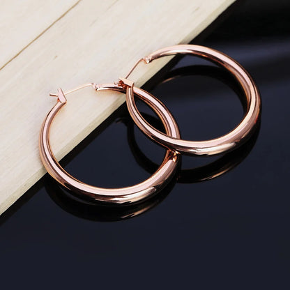 925 Sterling Silver Round Earrings - 18K Gold Plated 3.5cm