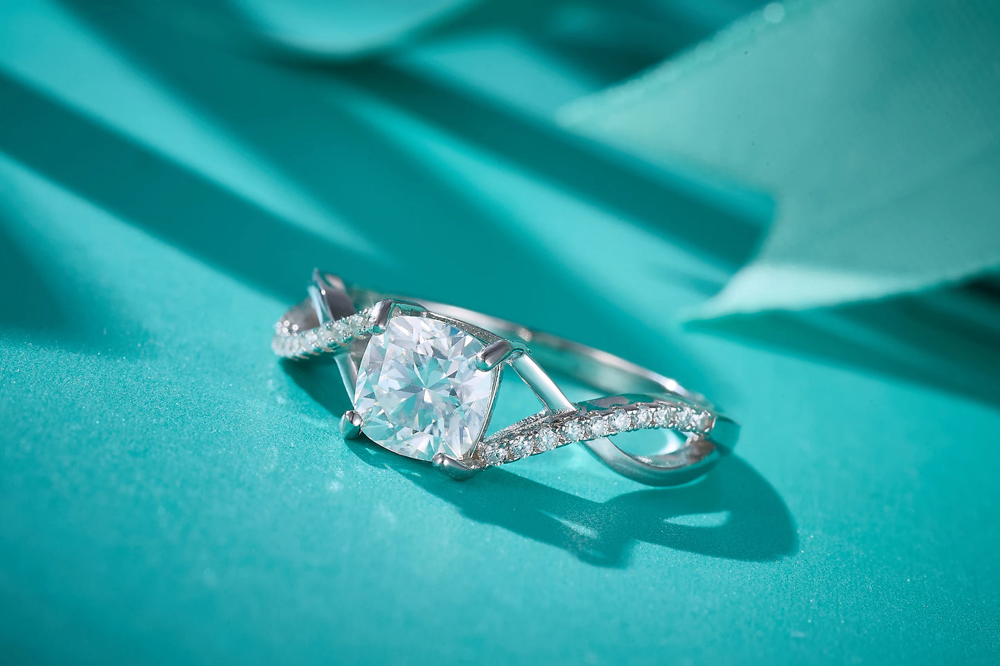 Moissanite Ring - 925 Sterling Silver Rhodium Plated